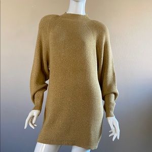 JONES N Y Wool Blend Shimmery Gold Sweater Dress